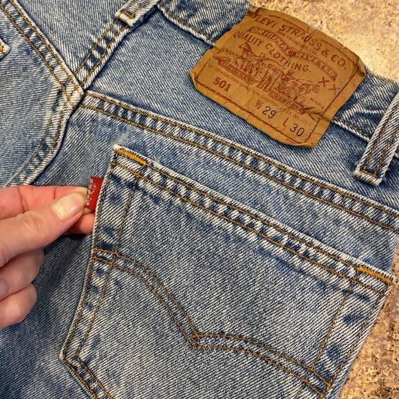 Vintage 501 Button Fly Levi’s Blue Jeans Tag Says W29xL30 Made in USA 92? - Picture 8 of 16